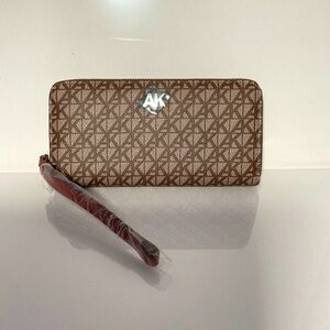 New AK Anne Klein Leather Wristlet 8 1/4 x 4 1/4 inches